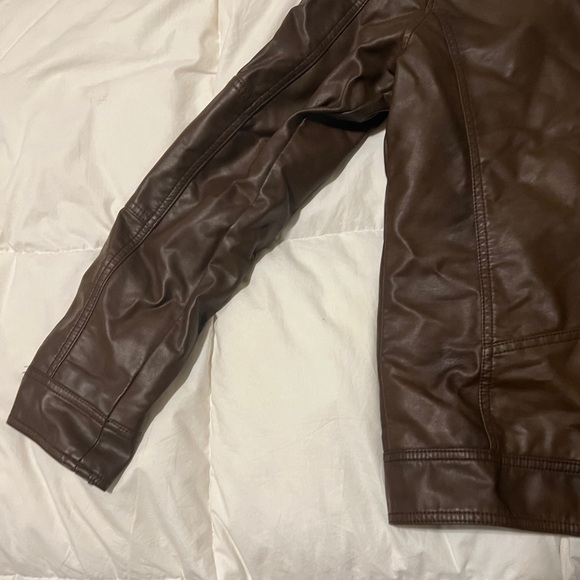 Guess Men's Faux Leather Motorcycle Jacket - Brown- Medium - Picture 10 of 11